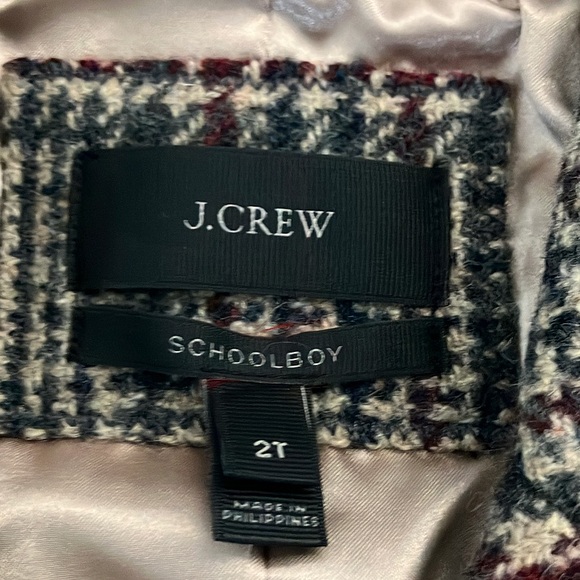 NWT J. Crew Dark Academia Wool Houndstooth Schoolboy Tweed Plaid Blazer, Size 2T - Picture 8 of 9